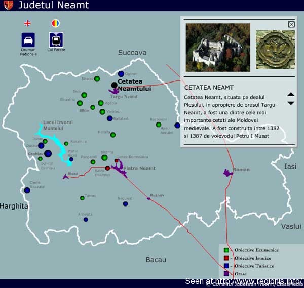 Judetul Neamt Harta Interactiva Administrativa Turistica