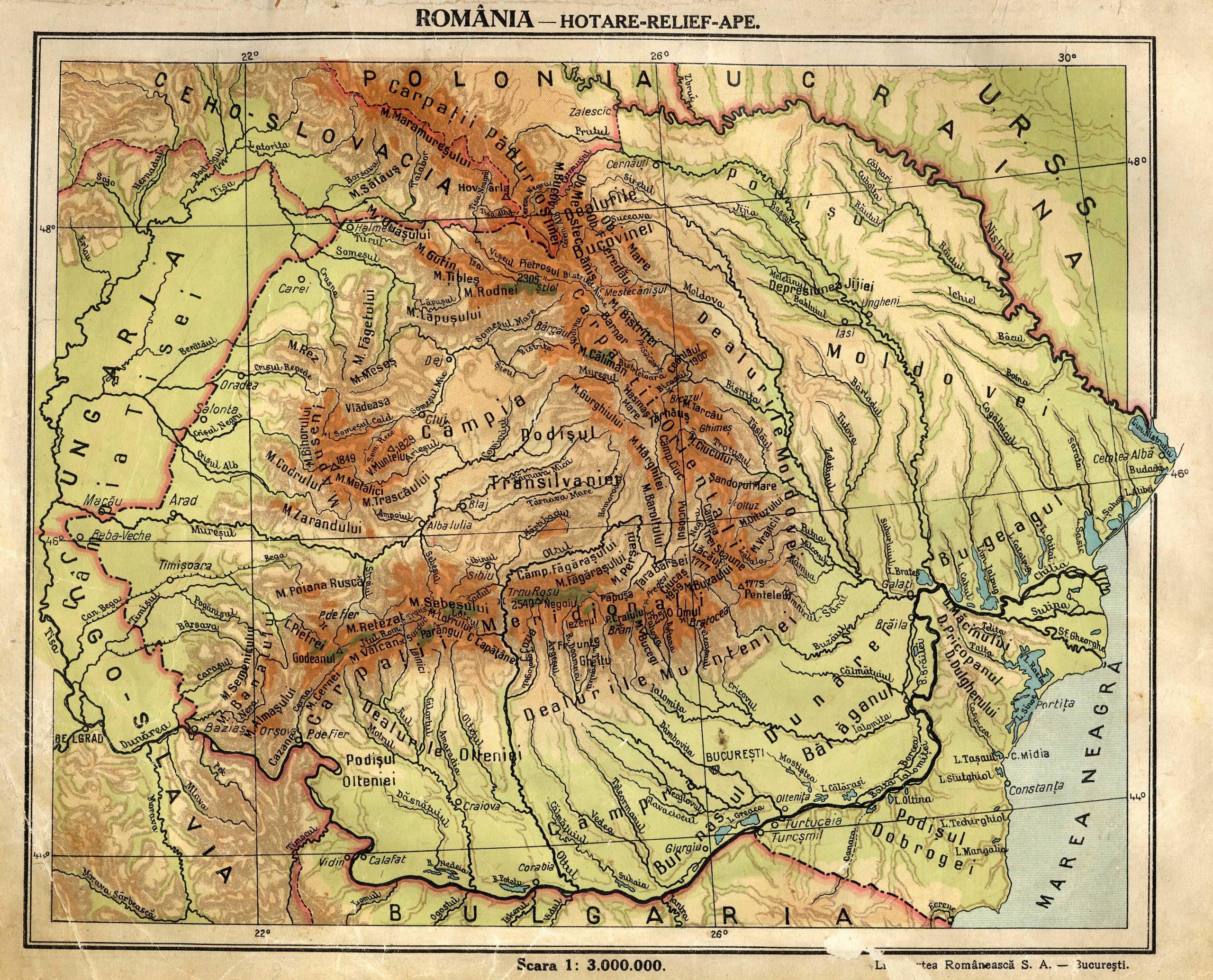 Phisical Map of Romania (1936)