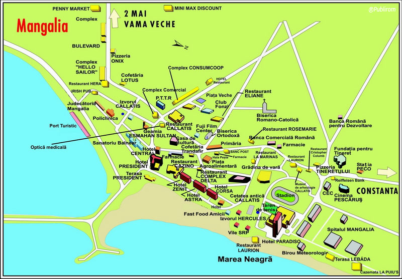 Harta orasului Mangalia / Mangalia City Tourist Map
