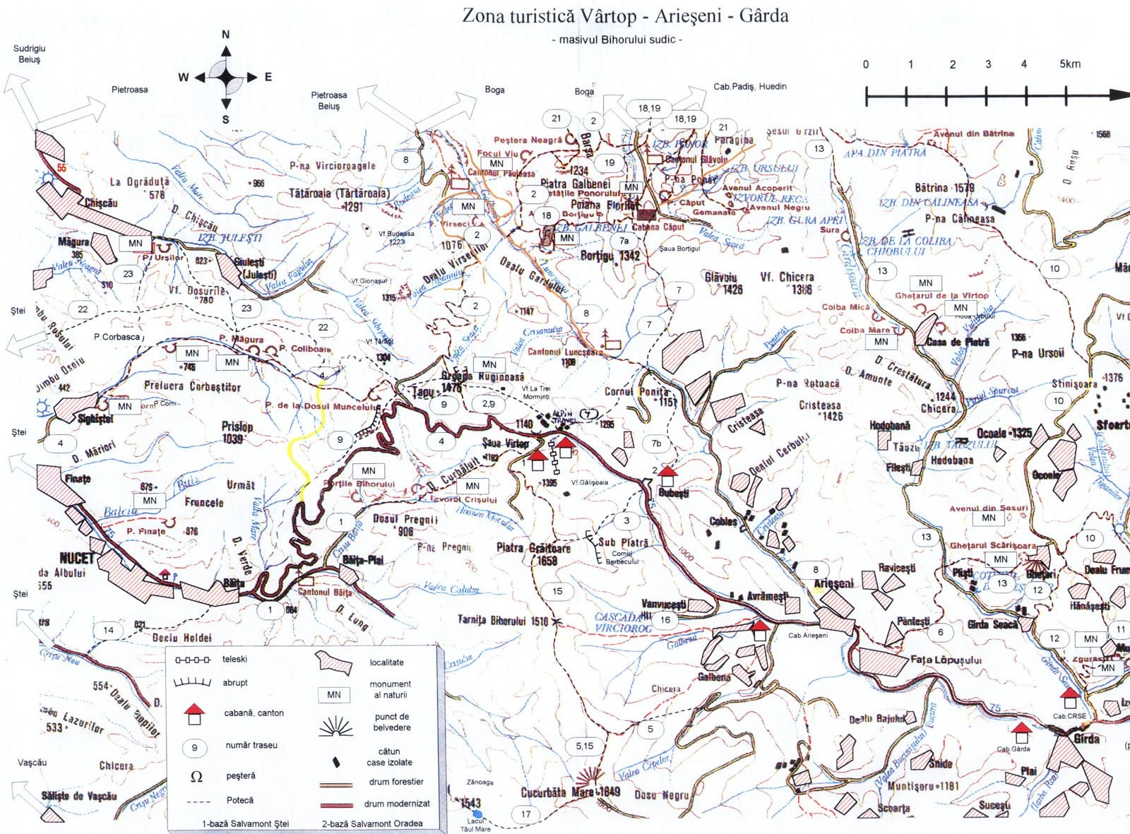 Harta turistica Arieseni (Muntii Apuseni)