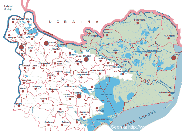 Judetul Tulcea – Delta Dunarii – Harta administrativa interactiva