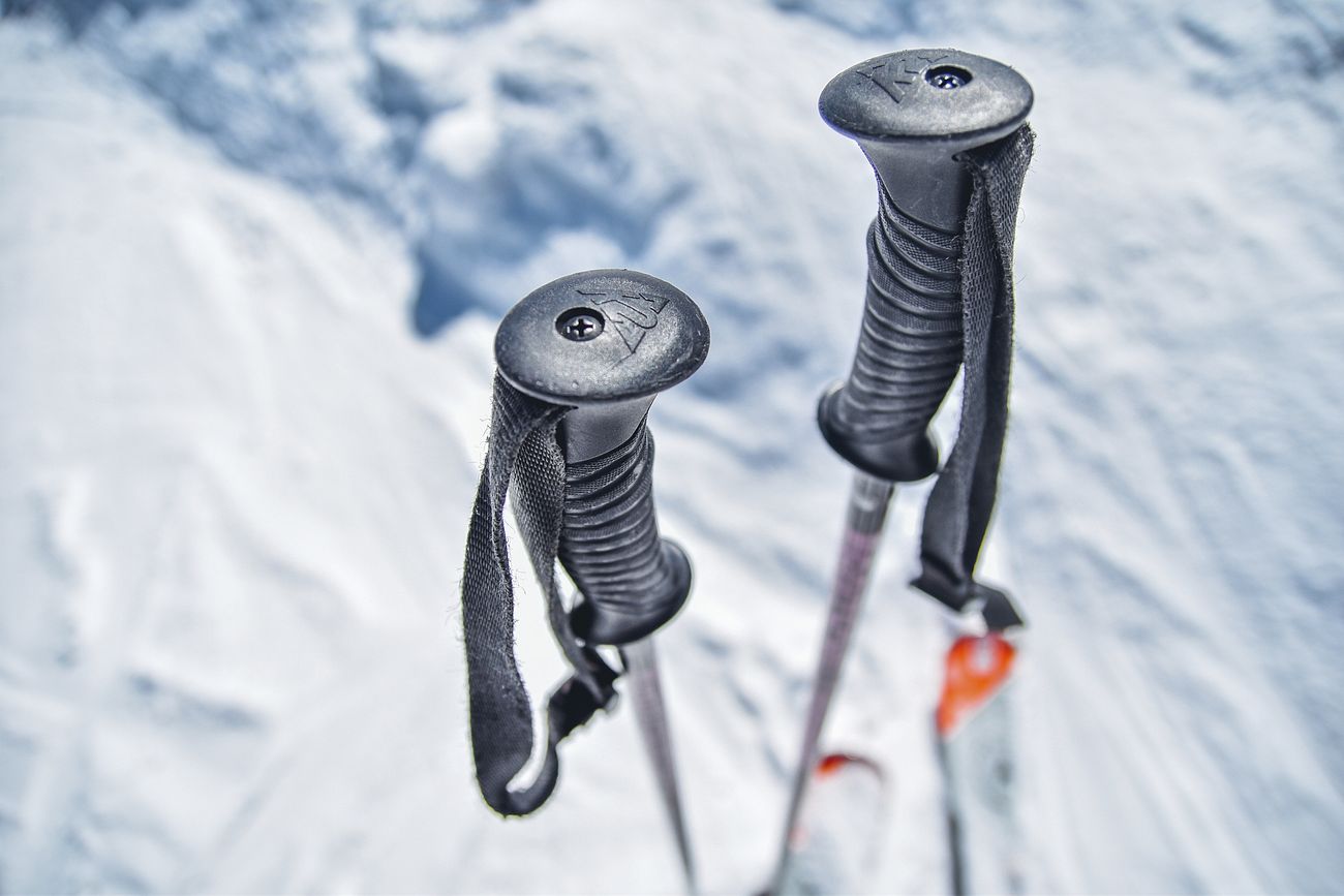Ski sticks in snow