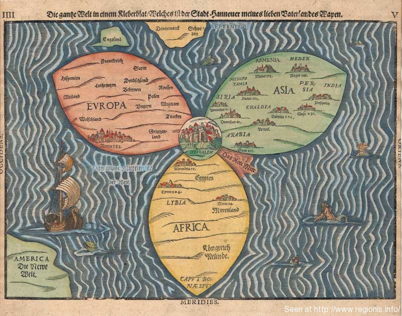 Un planiglob de la 1581 – lumea ca trifoi