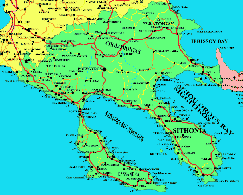 Harta turistică Halkidiki